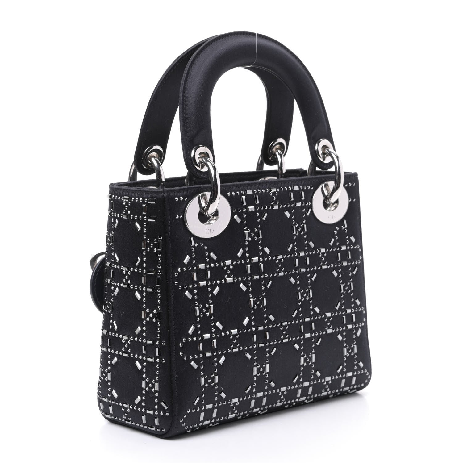 Christian Dior Satin Crystal Cannage Mini Lady Dior Navy 2 of 7