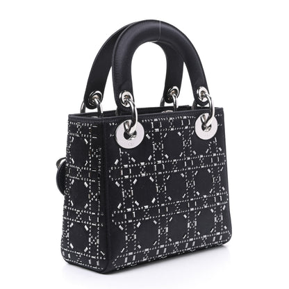 Christian Dior Satin Crystal Cannage Mini Lady Dior Navy 2 of 7