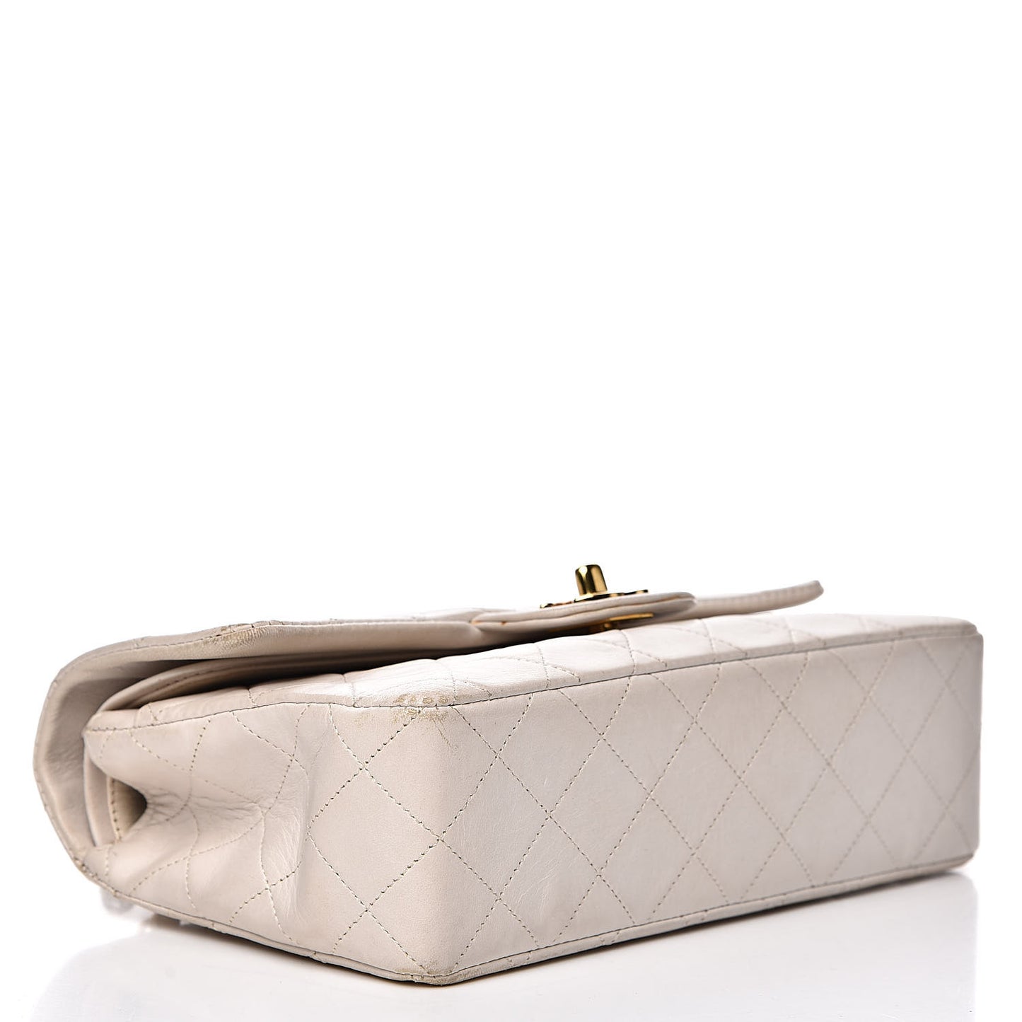Lambskin Quilted Small Double Flap White