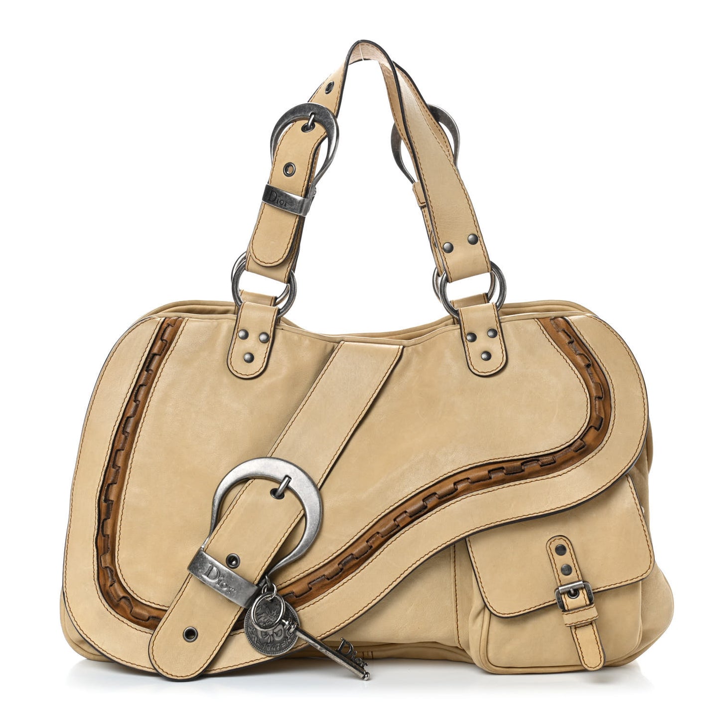 Calfskin Medium Gaucho Double Saddle Bag Ivory