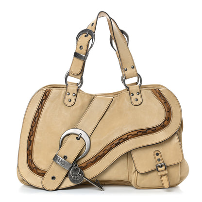Christian Dior Calfskin Medium Gaucho Double Saddle Bag Ivory 1 of 10