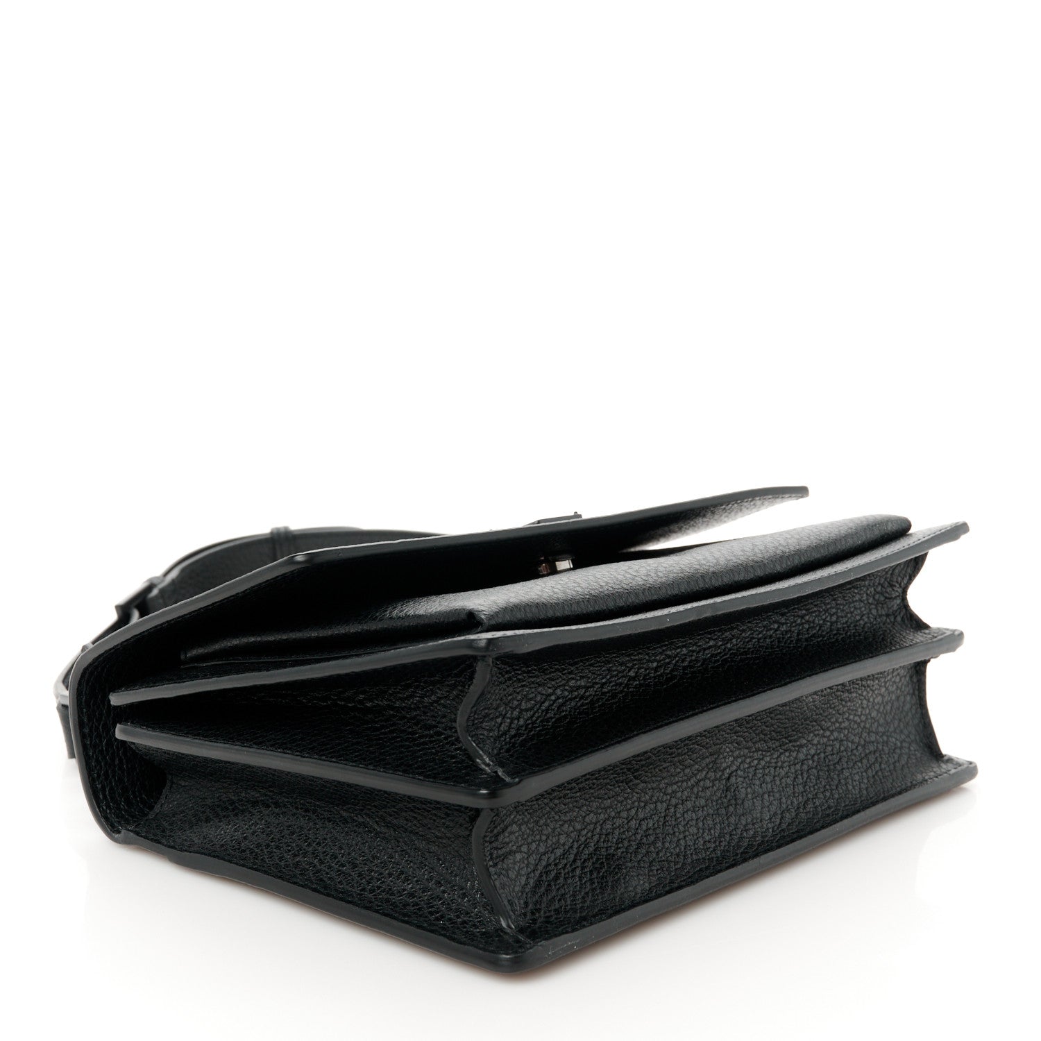 Saint Laurent Grained Calfskin Medium Monogram Sunset Satchel Black 4 of 11