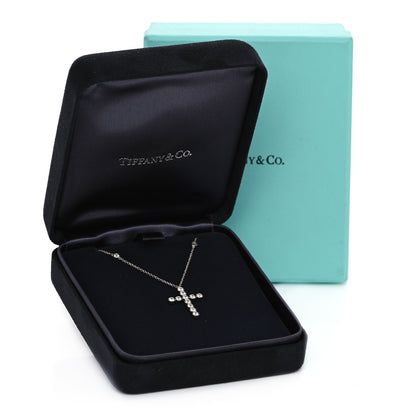 Tiffany Platinum Diamond Small Jazz Cross Pendant Necklace 12 of 12