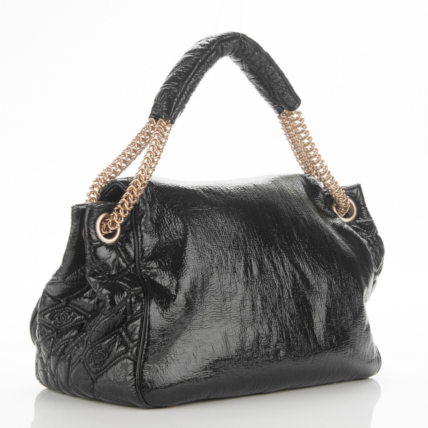 Chanel Vinyl Rodeo Accordion Flap Bag Black 3 of 7