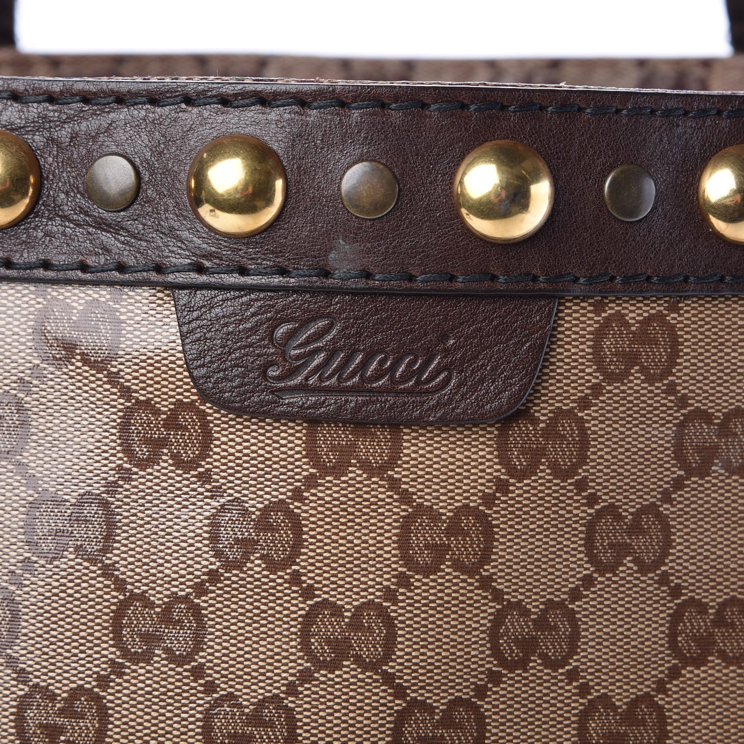 Gucci Crystal Monogram Large Babouska Vertical Shopping Tote Brown 14 of 17