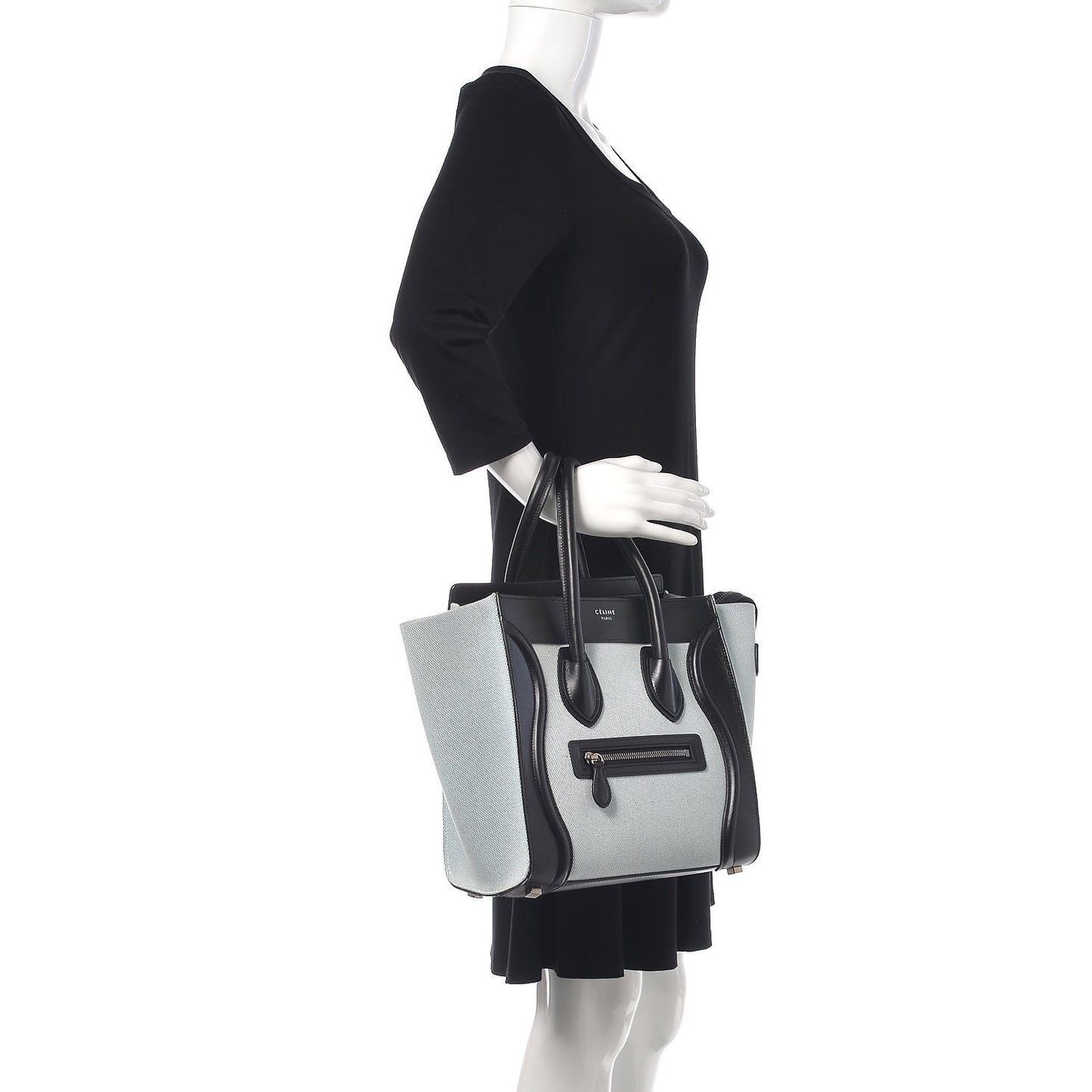 Textile Smooth Calfskin Micro Bi-Color Luggage Blue