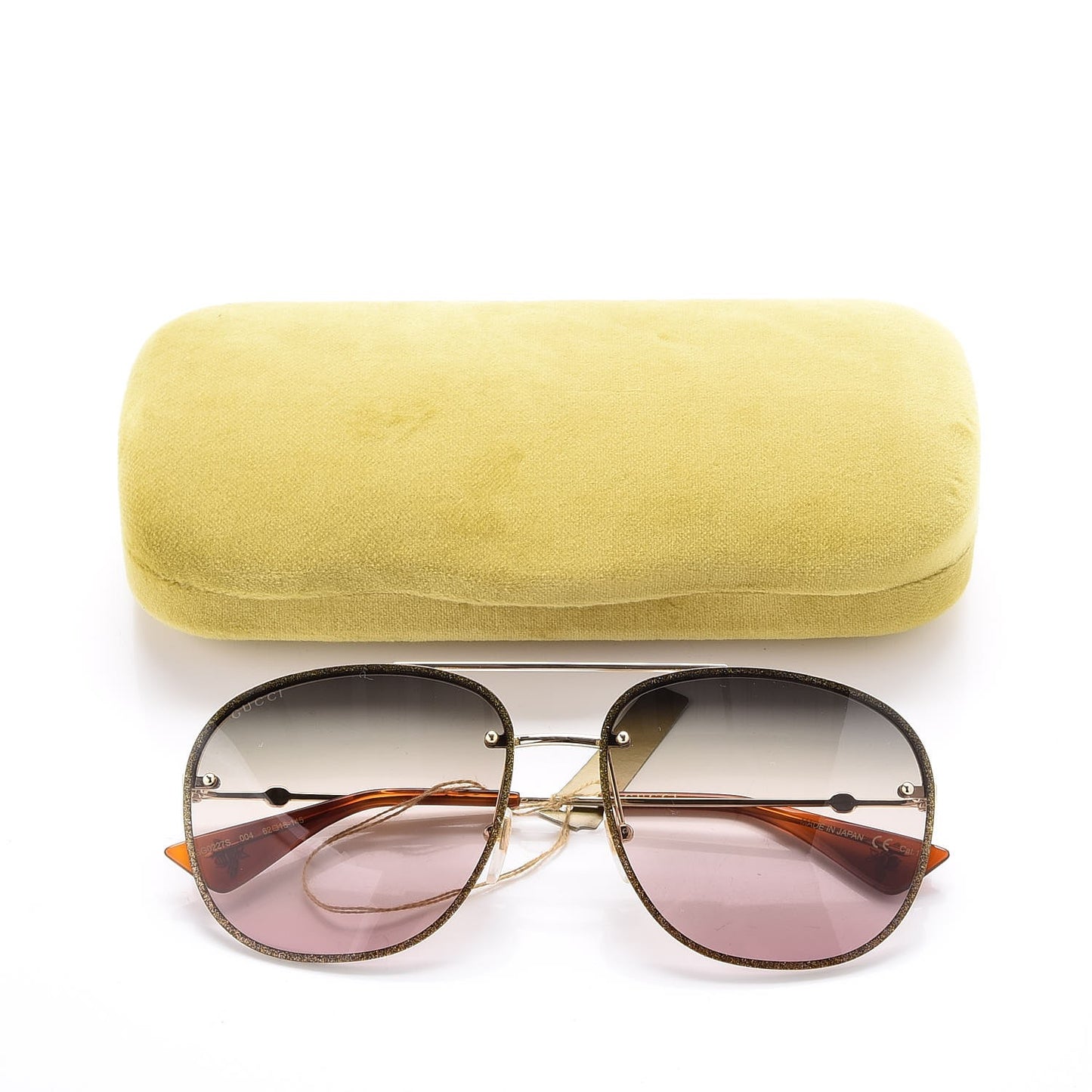 Metal Glitter Aviator Sunglasses G0227S Gold