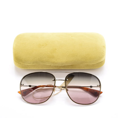 Gucci Metal Glitter Aviator Sunglasses G0227S Gold 8 of 8