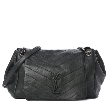 Saint Laurent Vintage Lambskin Chevron Monogram Medium Nolita Dark Green 1 of 10