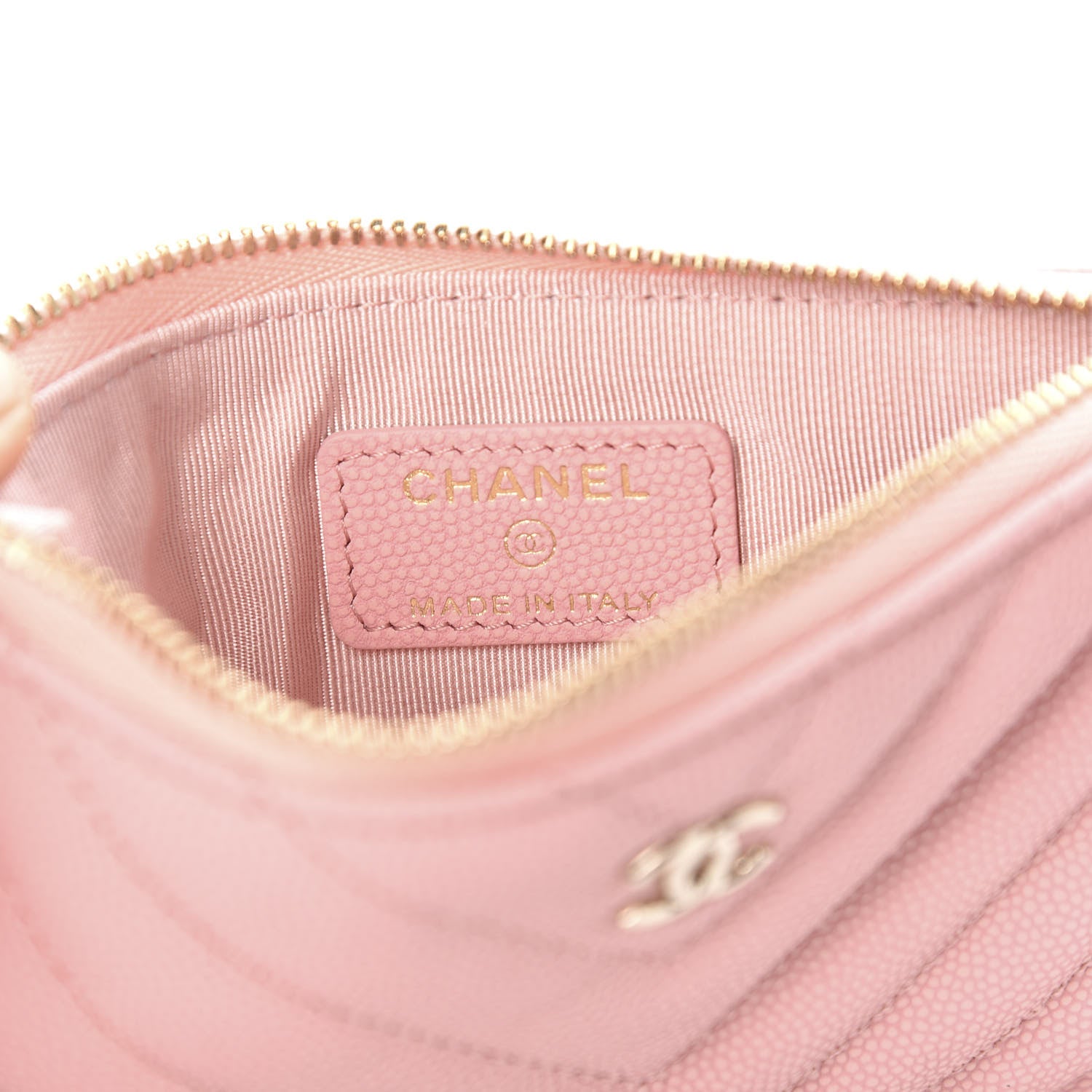 Chanel Flat Caviar Chevron Quilted Small Cosmetic Case Pink 5 of 7