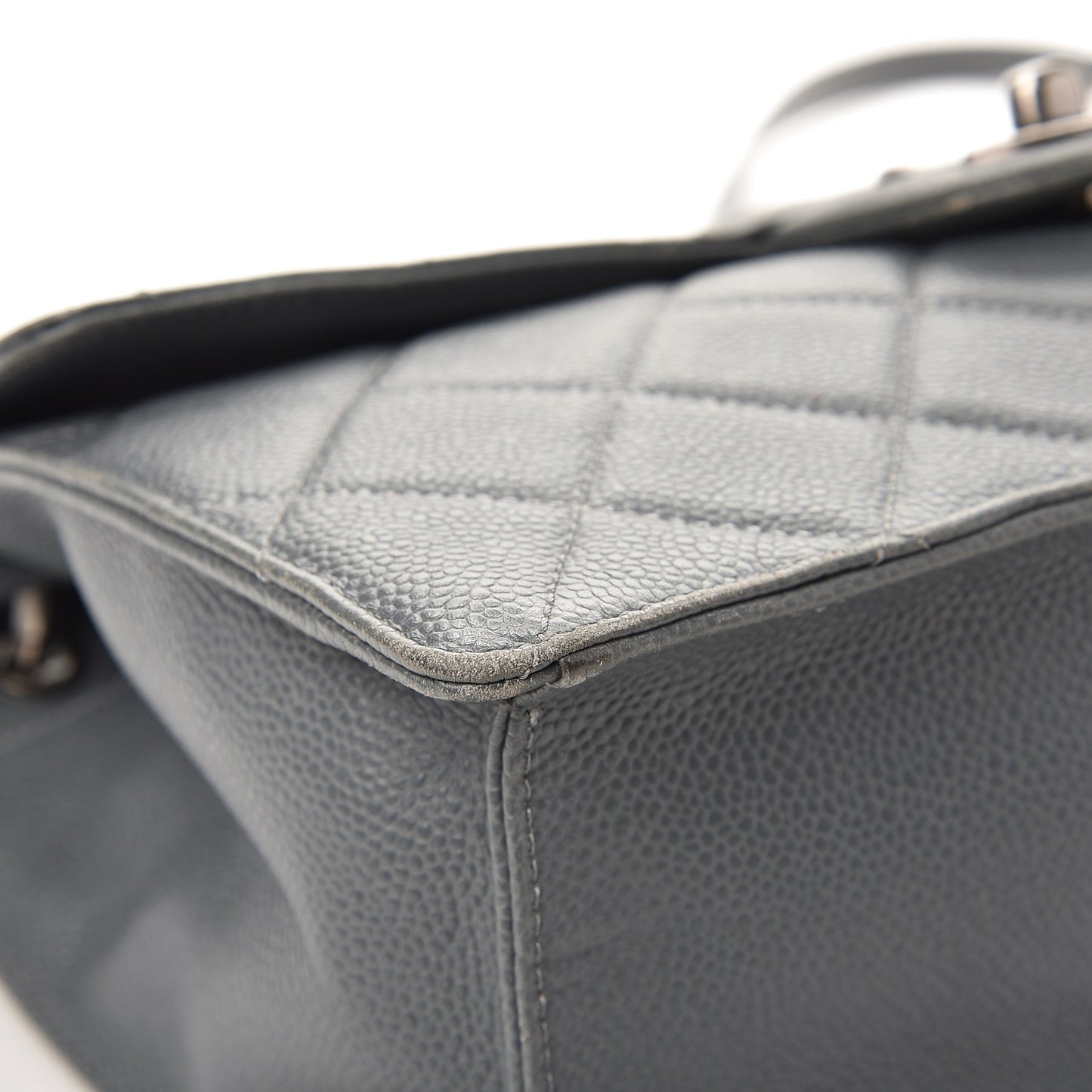 Caviar Quilted Large Retro Class Flap Grey