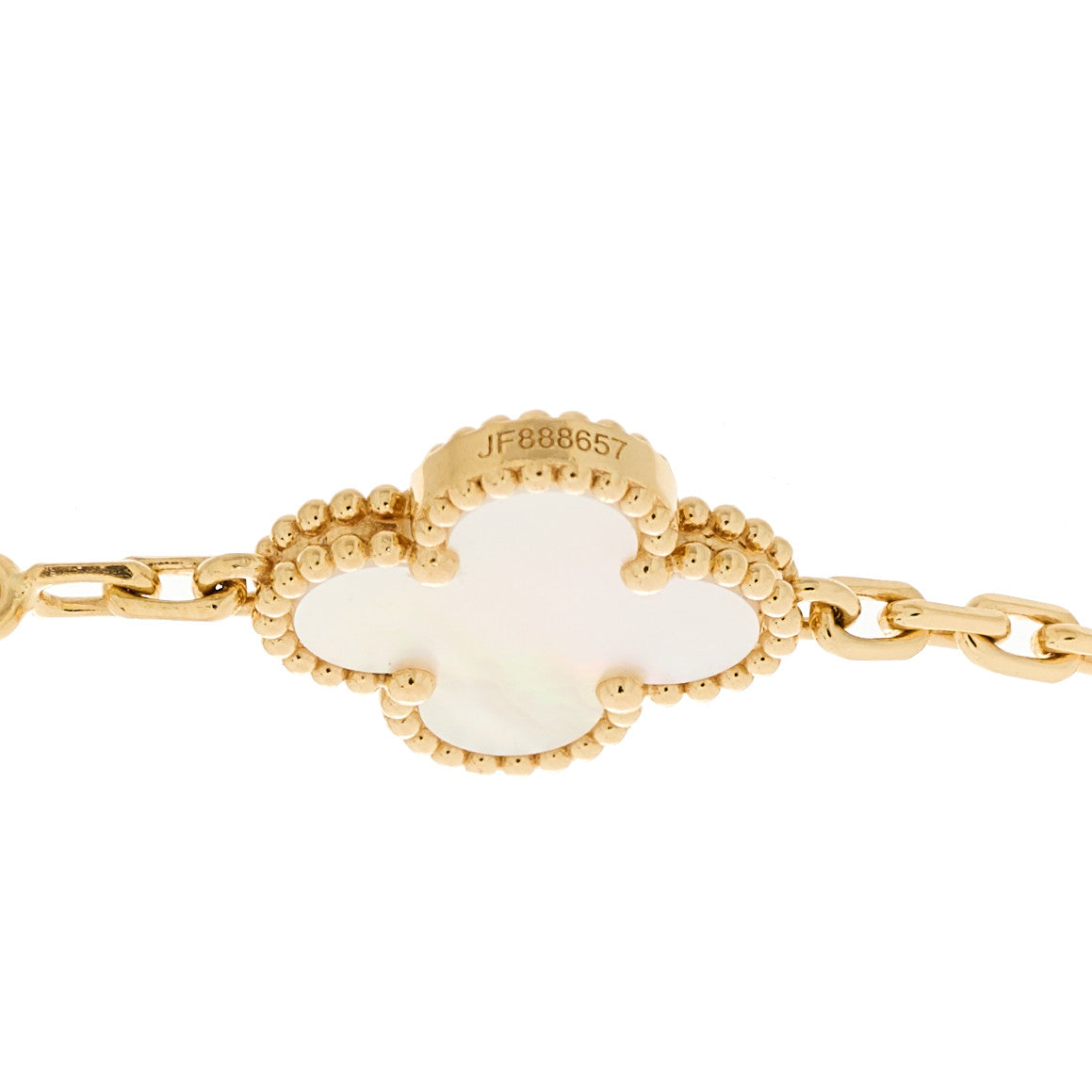 18K Yellow Gold Mother of Pearl 5 Motifs Vintage Alhambra Bracelet