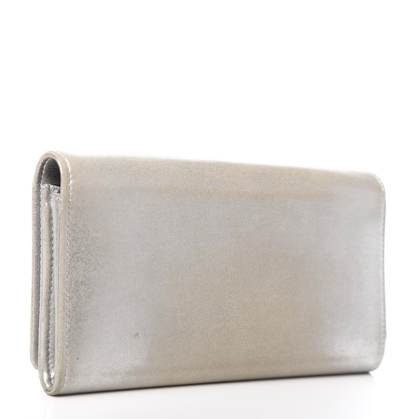 Lambskin Large CC Flap Wallet Silver