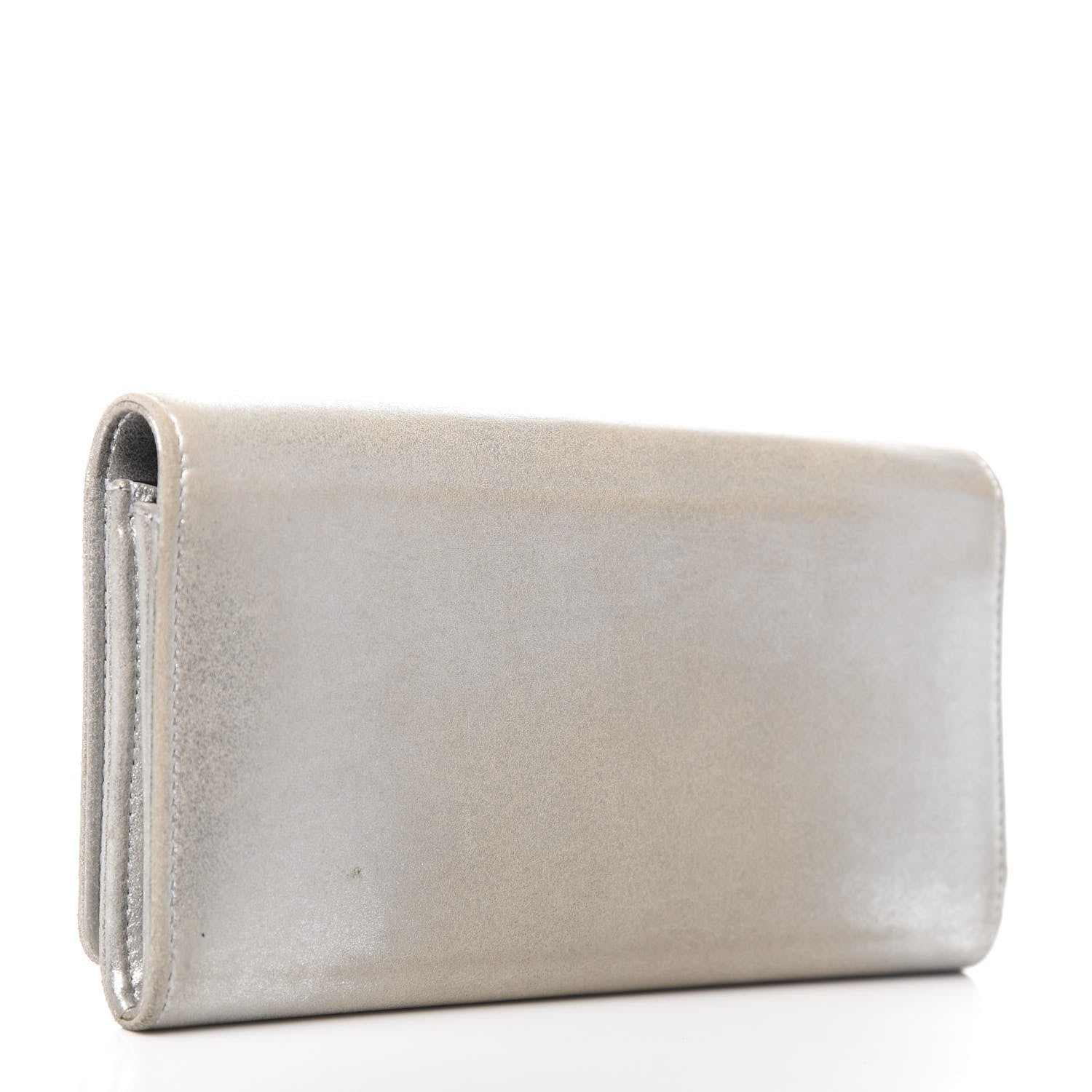 Chanel Lambskin Large CC Flap Wallet Silver 3 of 15