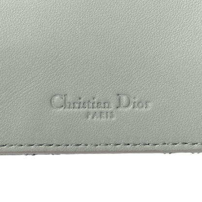 Christian Dior Lambskin Cannage Large Lady Dior Zip Wallet Grey 6 of 7