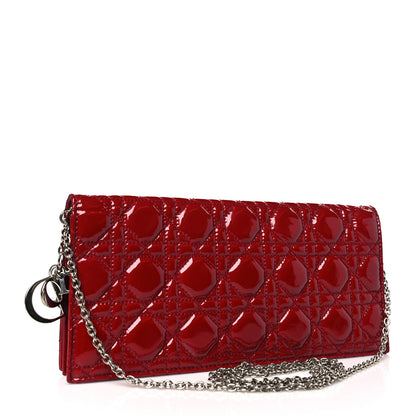 Christian Dior Patent Cannage Lady Dior Convertible Clutch Red 3 of 10