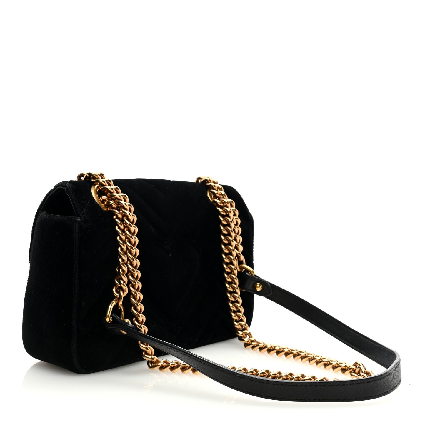 Velvet Matelasse Mini GG Marmont Shoulder Bag Black