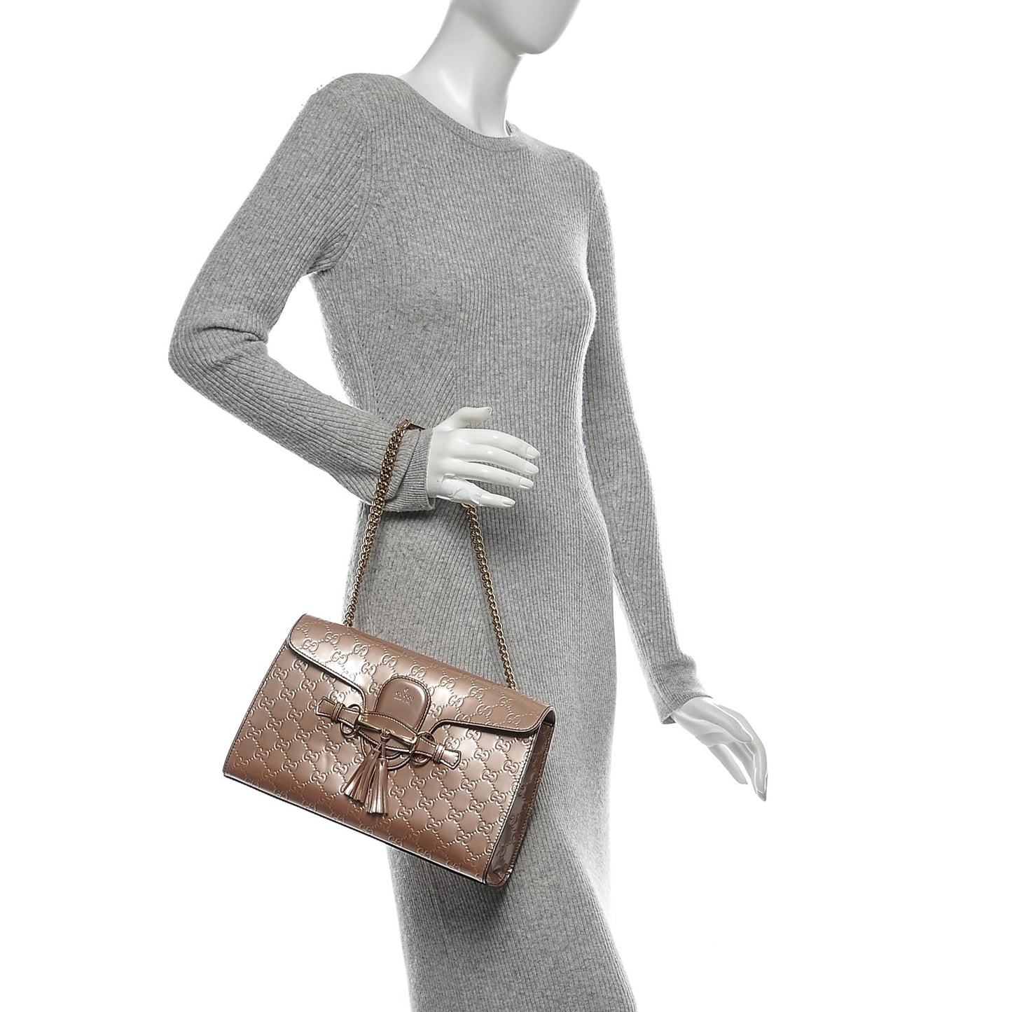 Shine Guccissima Medium Emily Chain Shoulder Bag Dark Cipria