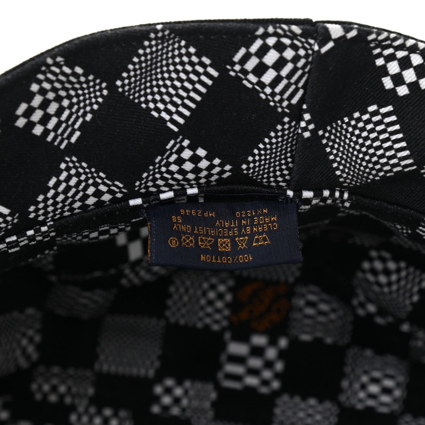Cotton Damier Distorted Reversible Bucket Hat Black