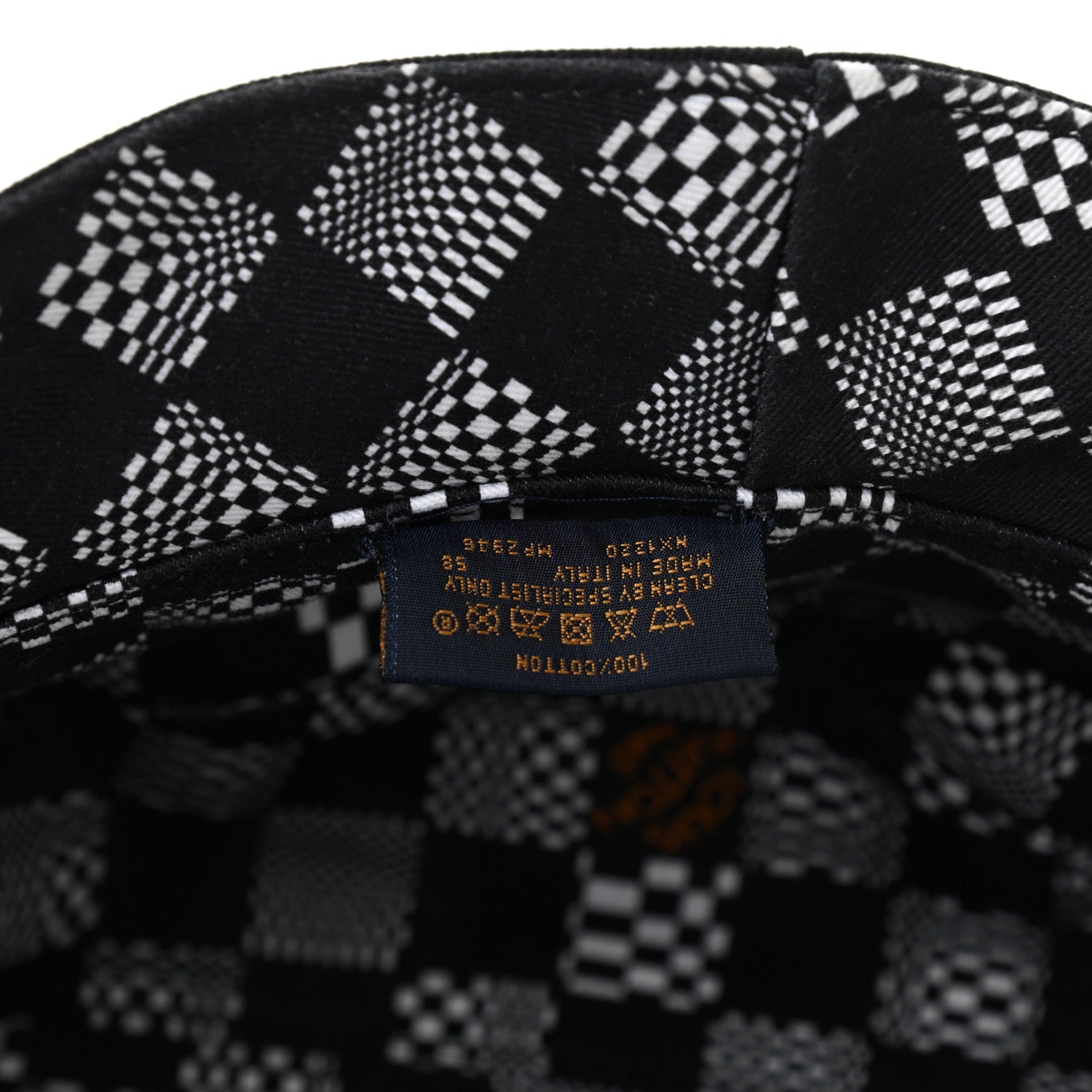 Louis Vuitton Cotton Damier Distorted Reversible Bucket Hat Black 9 of 9