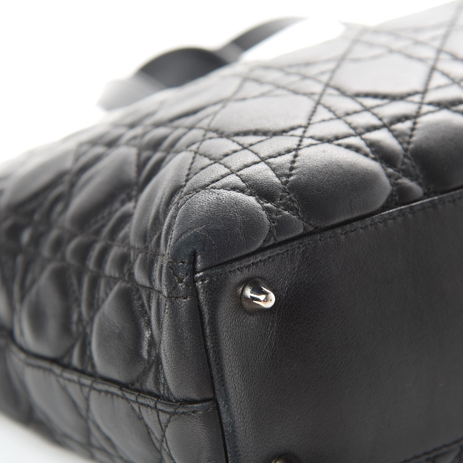 Christian Dior Lambskin Cannage Large Lady Dior Shopper Tote Black 12 of 15