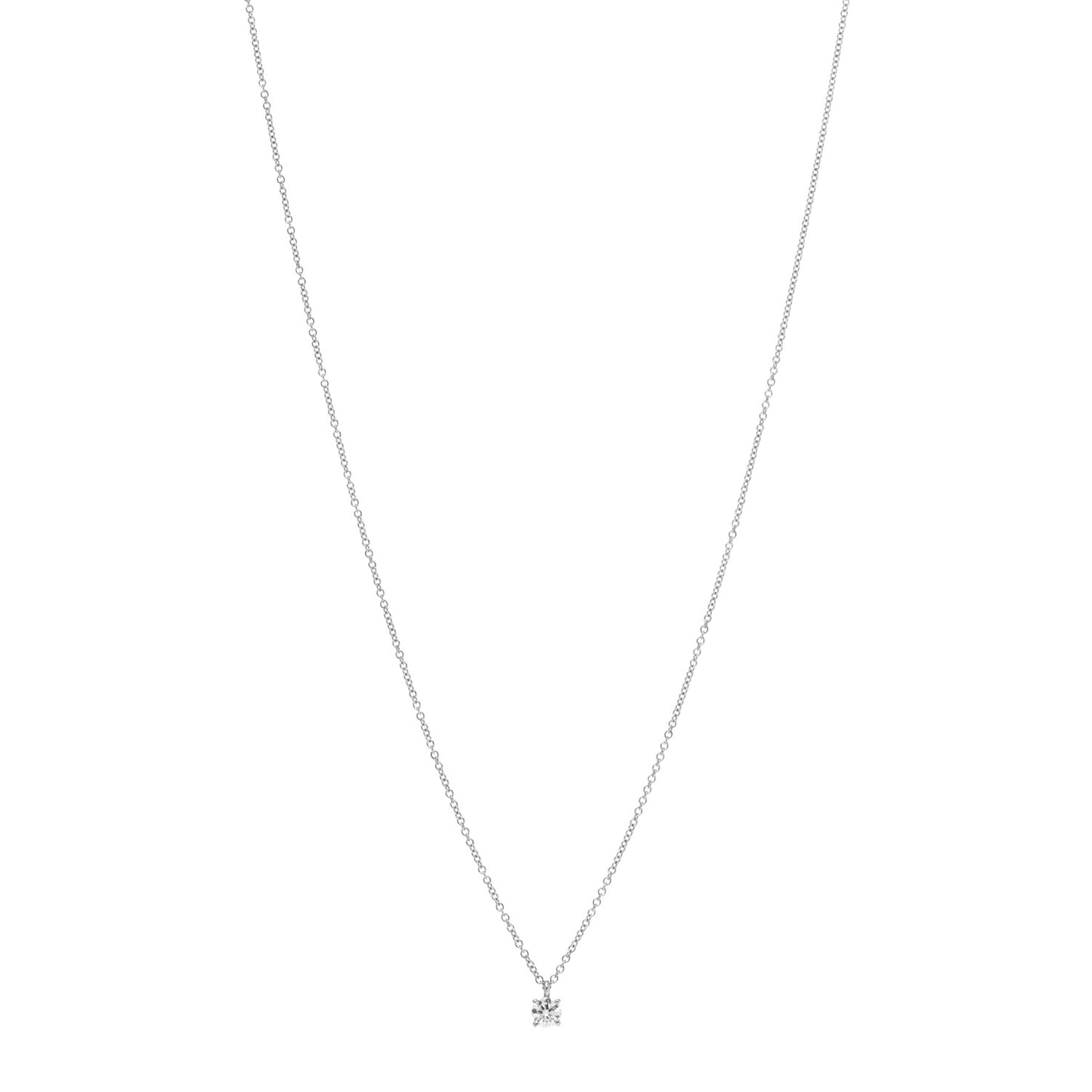 18K White Gold Platinum Diamond .25ct Solitaire Pendant Necklace