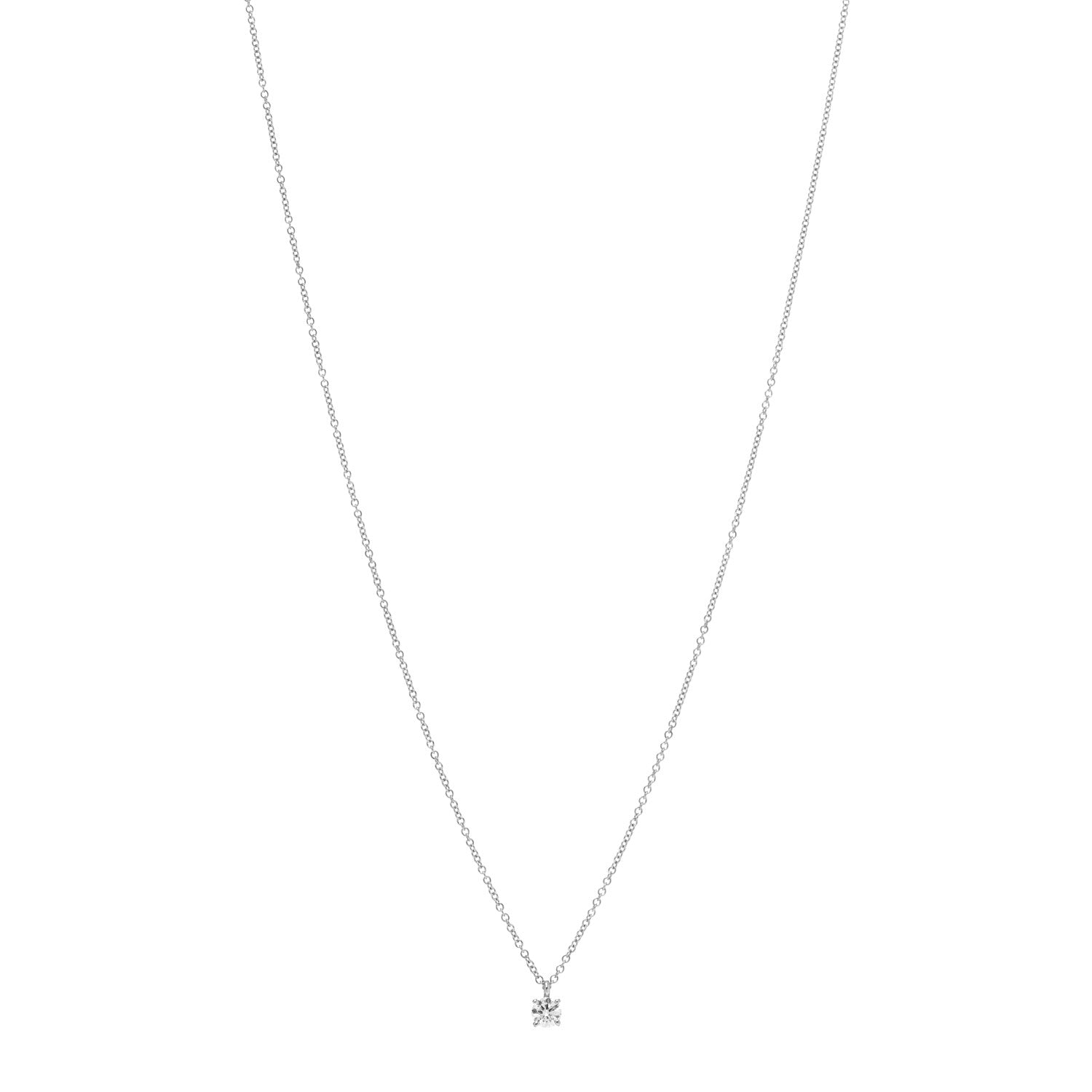 Tiffany 18K White Gold Platinum Diamond .25ct Solitaire Pendant Necklace 1 of 5