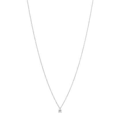 Tiffany 18K White Gold Platinum Diamond .25ct Solitaire Pendant Necklace 1 of 5
