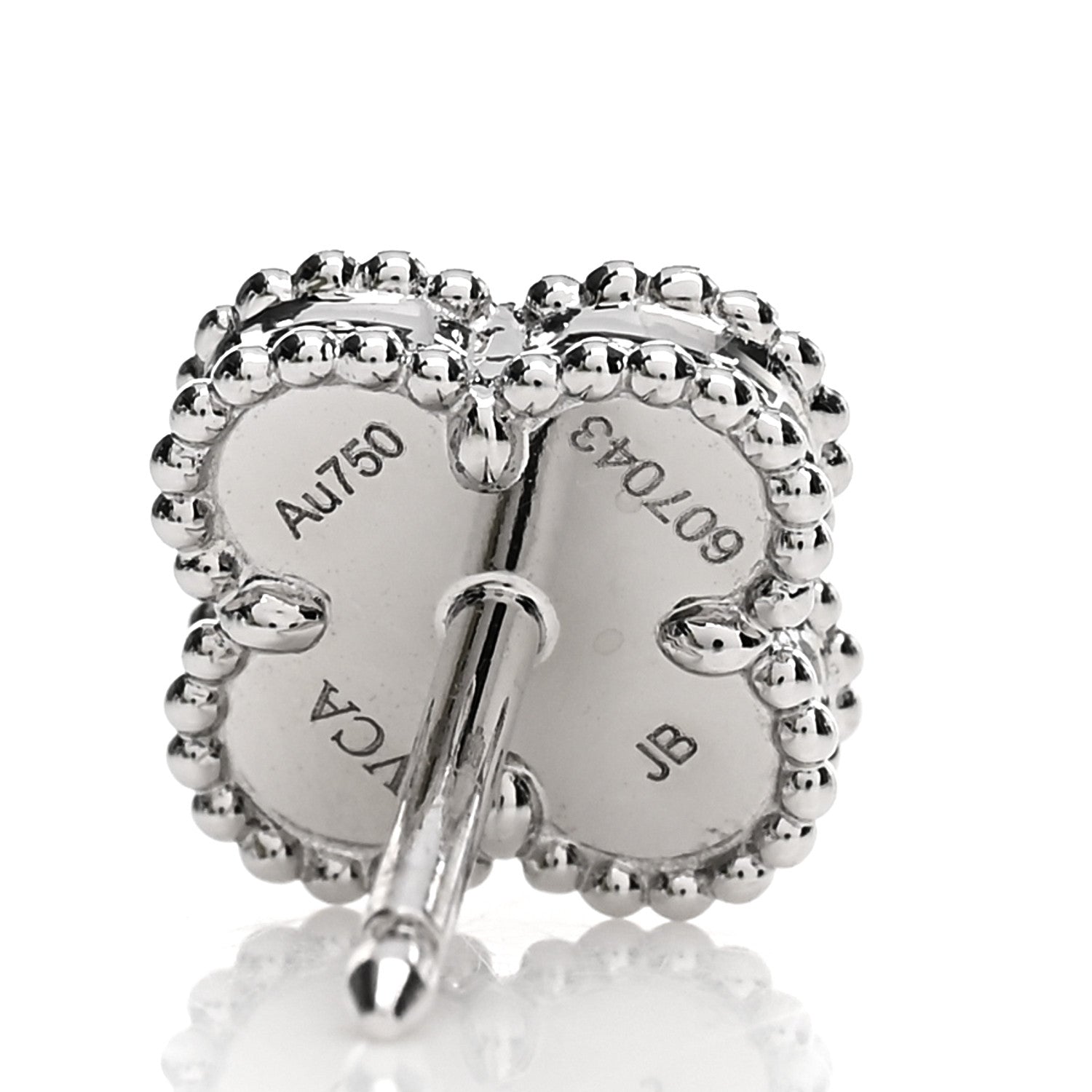 Van Cleef & Arpels 18K White Gold Turquoise Sweet Alhambra Earrings 4 of 5