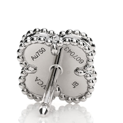 Van Cleef & Arpels 18K White Gold Turquoise Sweet Alhambra Earrings 4 of 5