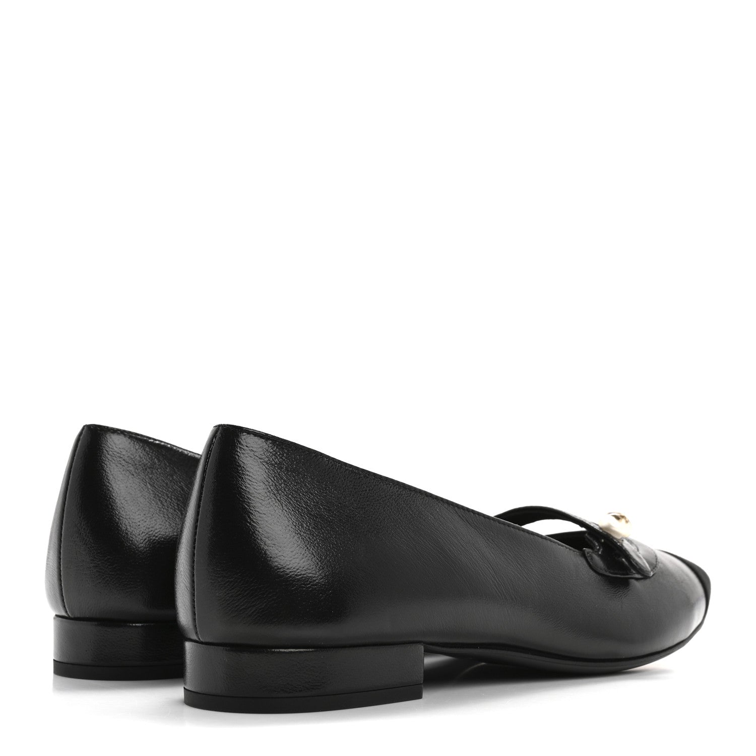 Chanel Shiny Lambskin Grosgrain Pearl Mary Jane Flats 37 Black 5 of 10