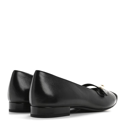 Chanel Shiny Lambskin Grosgrain Pearl Mary Jane Flats 37 Black 5 of 10