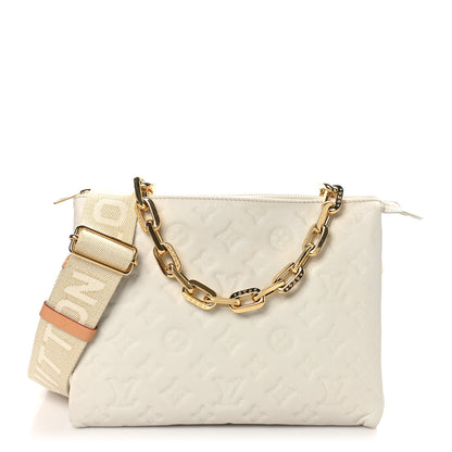 Louis Vuitton Lambskin Embossed Monogram Coussin PM Cream 1 of 9