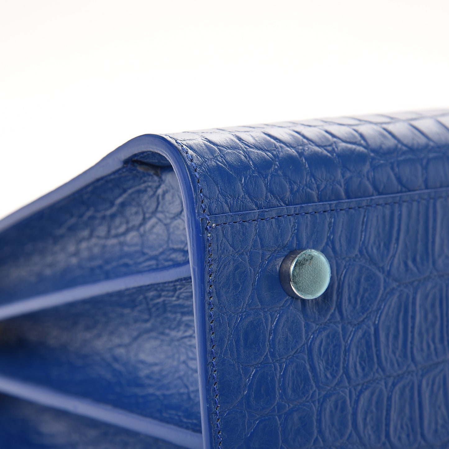 Calfskin Crocodile Embossed Small Sac De Jour Royal Blue