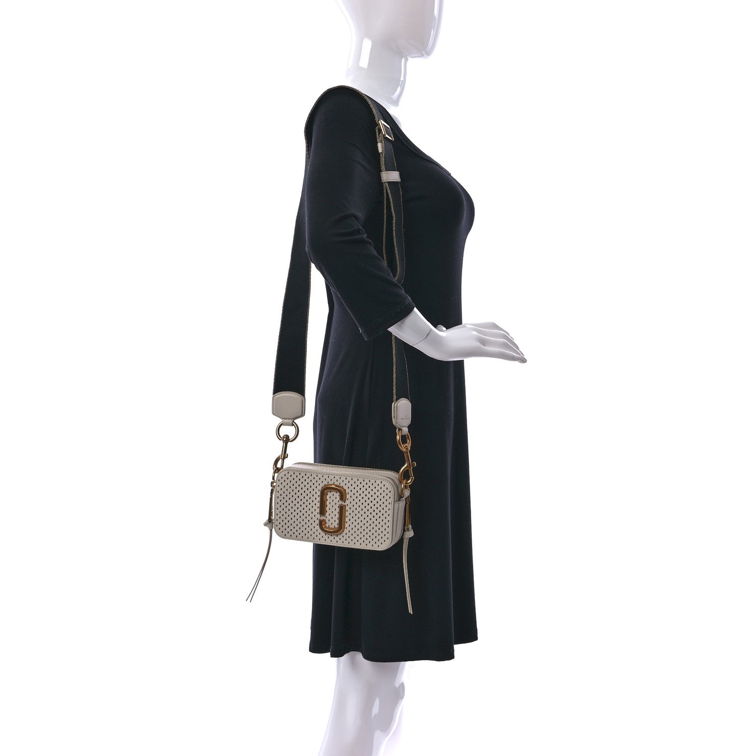 Marc Jacobs Perforated Calfskin Small Snapshot Camera Bag Tapioca 2 of 10