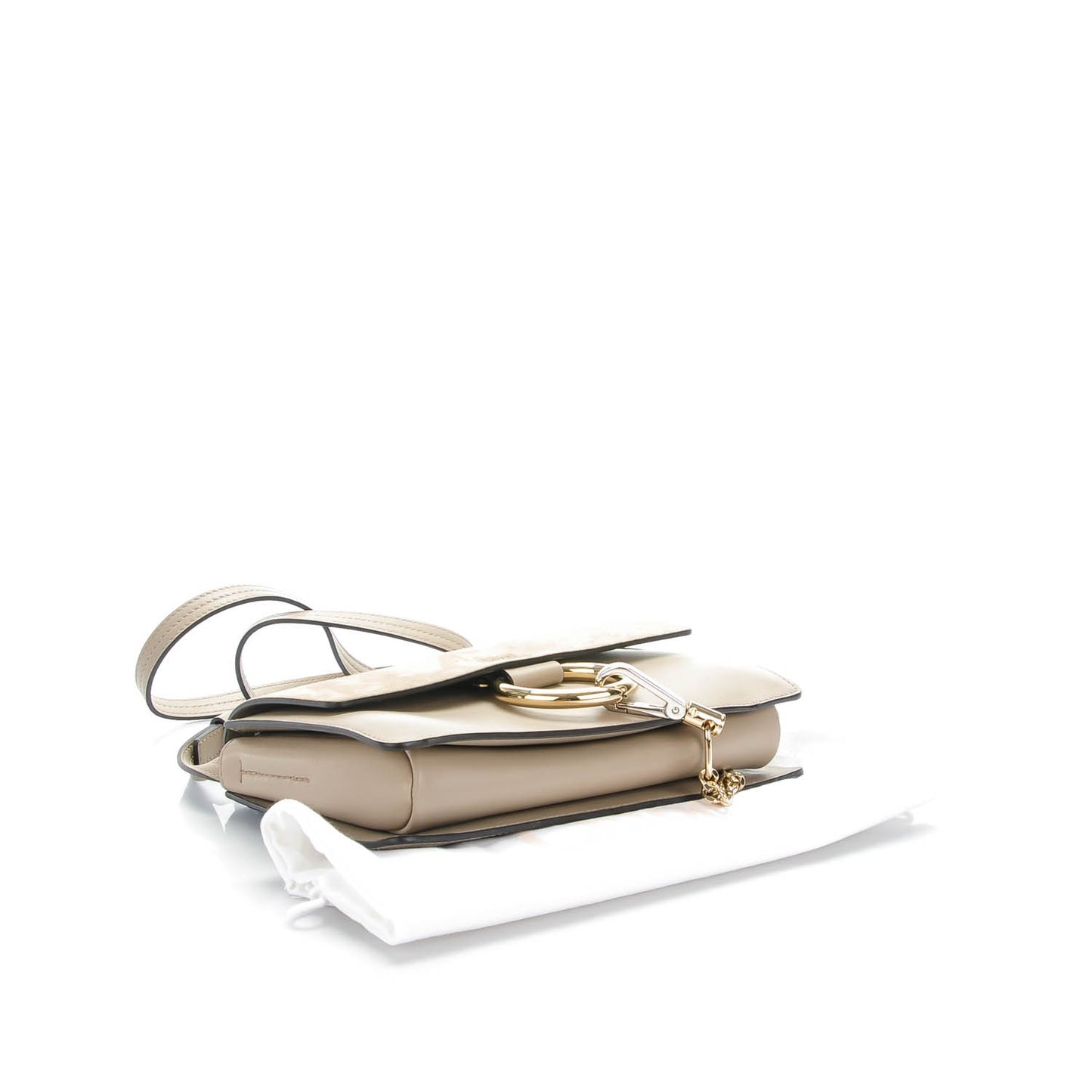 Suede Calfskin Small Faye Shoulder Bag Motty Grey