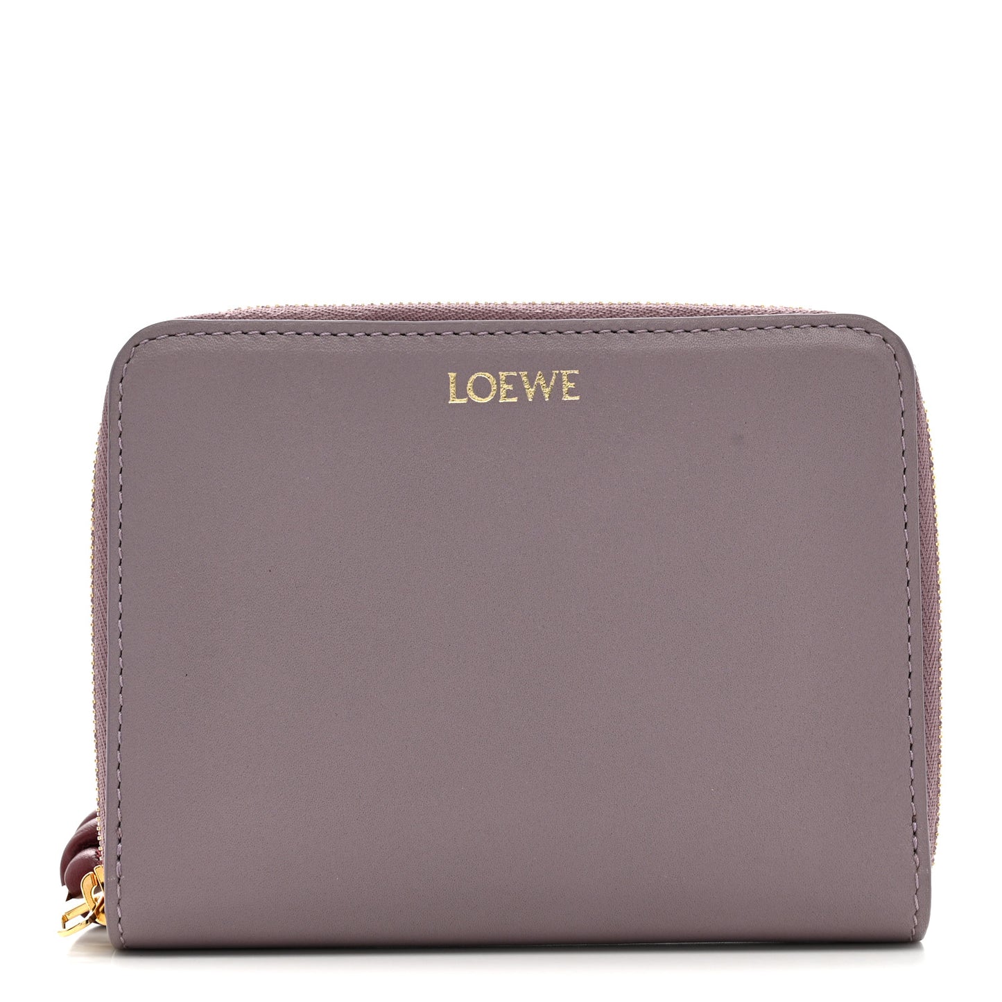 Calfskin Compact Knot Zip Around Wallet Dirty Mauve