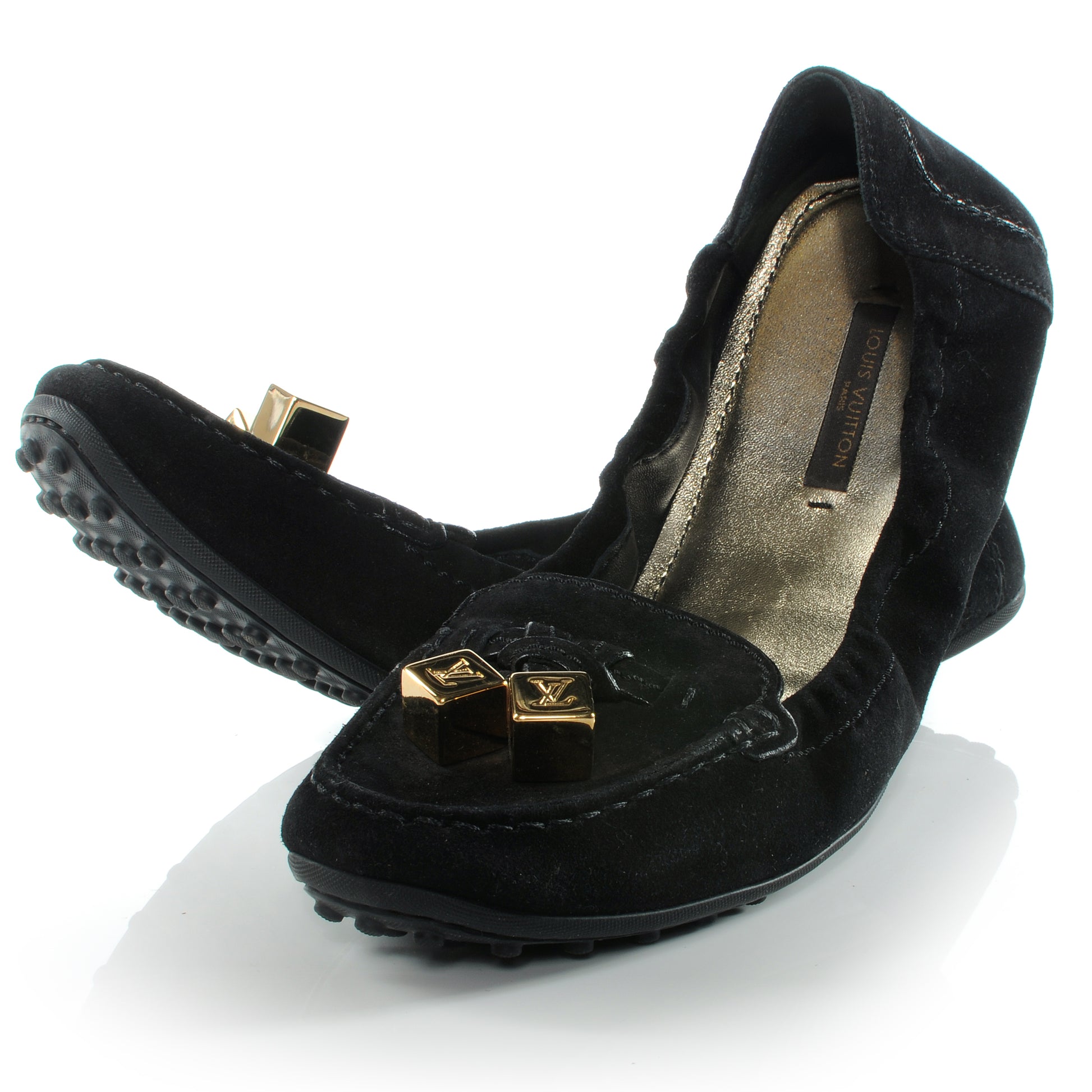 Louis Vuitton Suede Lovely Ballet Flats 38 Black 2 of 7