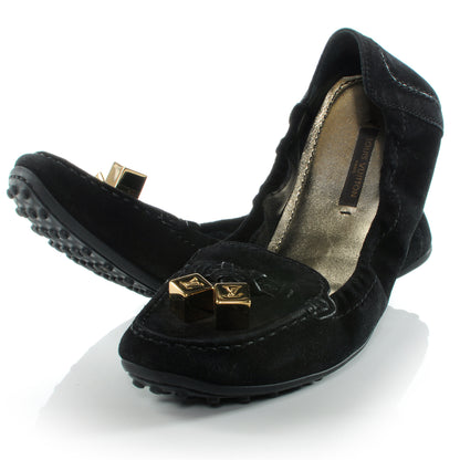 Louis Vuitton Suede Lovely Ballet Flats 38 Black 2 of 7