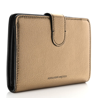 Alexander McQueen Metallic Calfskin Skull French Wallet Gold 3 of 10