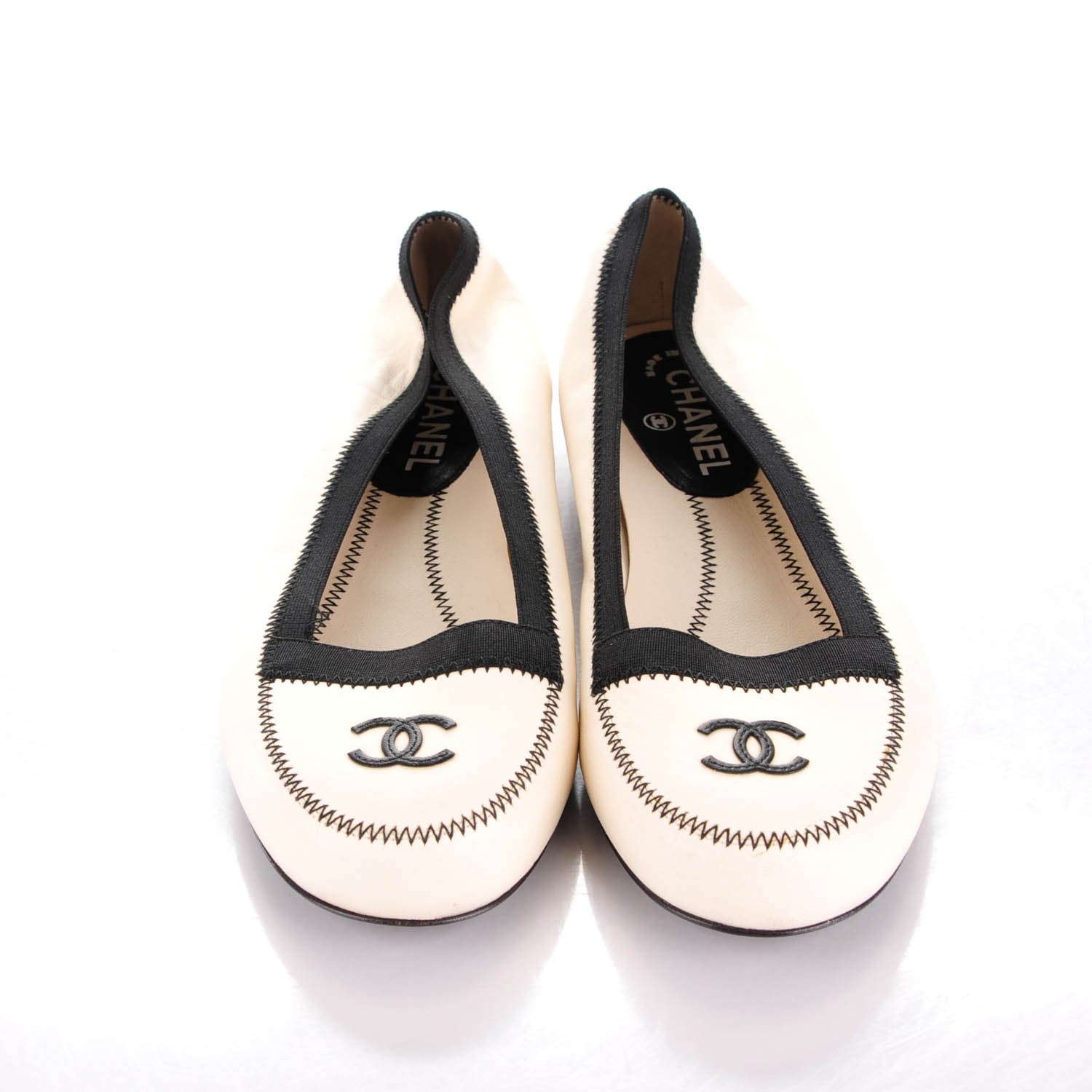 Chanel Lambskin Elastic Mocassin CC Flats 41 White Black 2 of 7