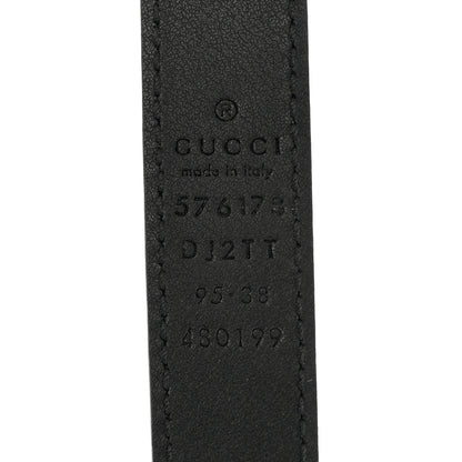 Gucci Textured Dollar Calfskin Bees And Stars Print Womens 20mm Belt 95 38 Black Gold 3 of 3