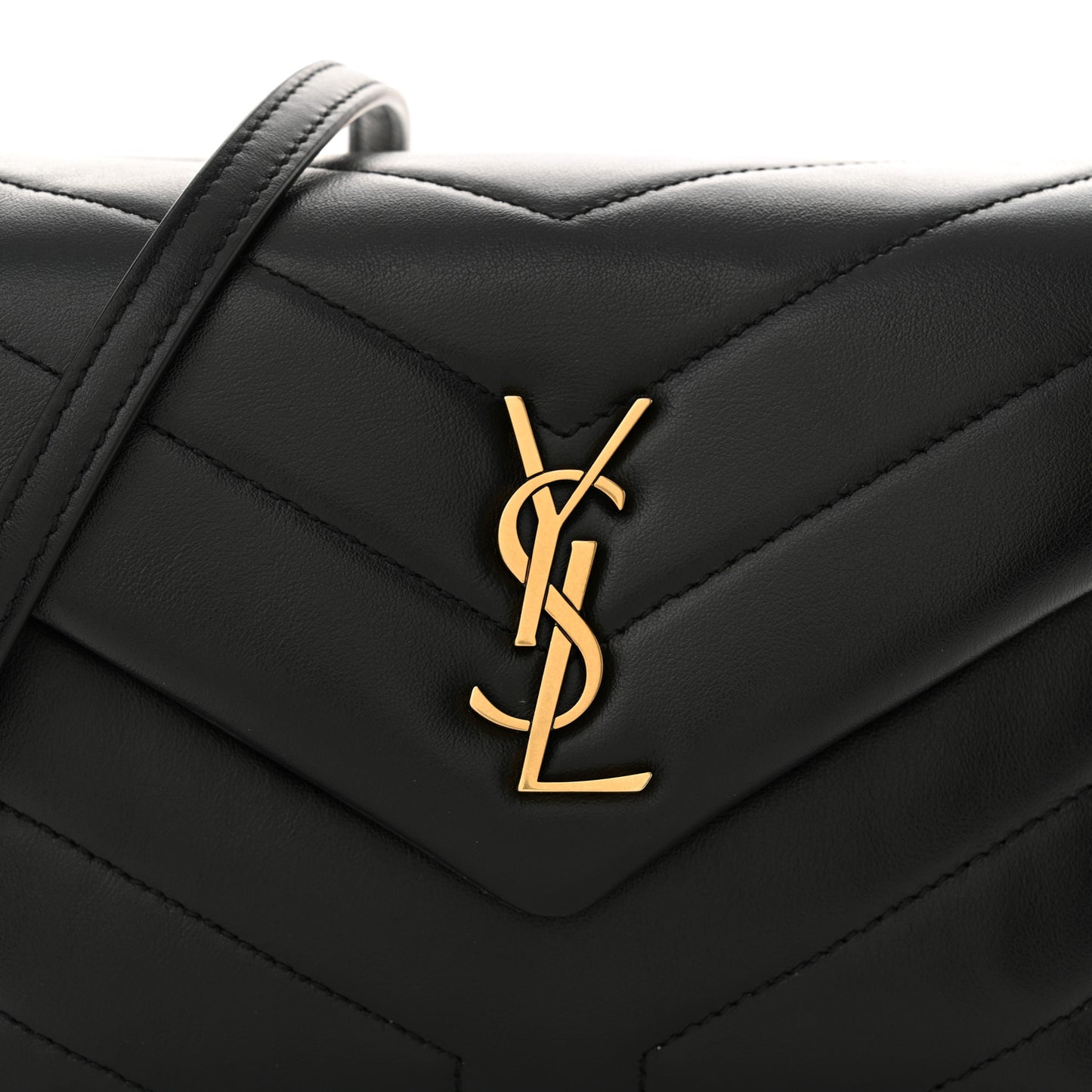 Calfskin Y Quilted Monogram Toy Loulou Crossbody Bag Black