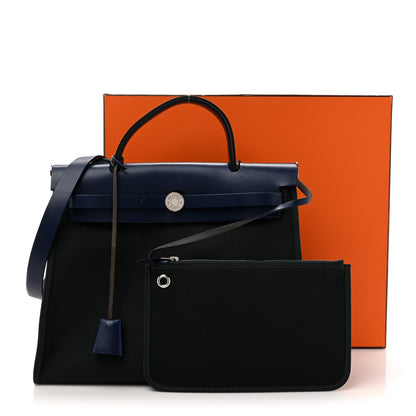 Hermes Military Toile Vache Hunter Herbag Zip 31 PM Bleu Marine Bleu Saphir 17 of 17