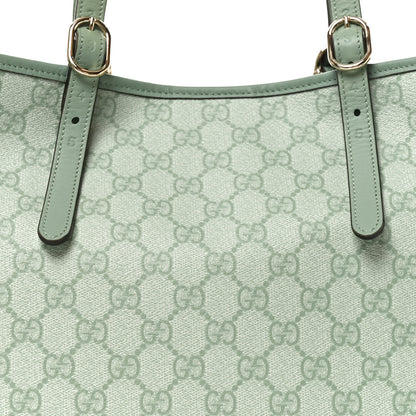 Gucci GG Supreme Monogram Emblem Large Tote Bag Sage Green 7 of 9