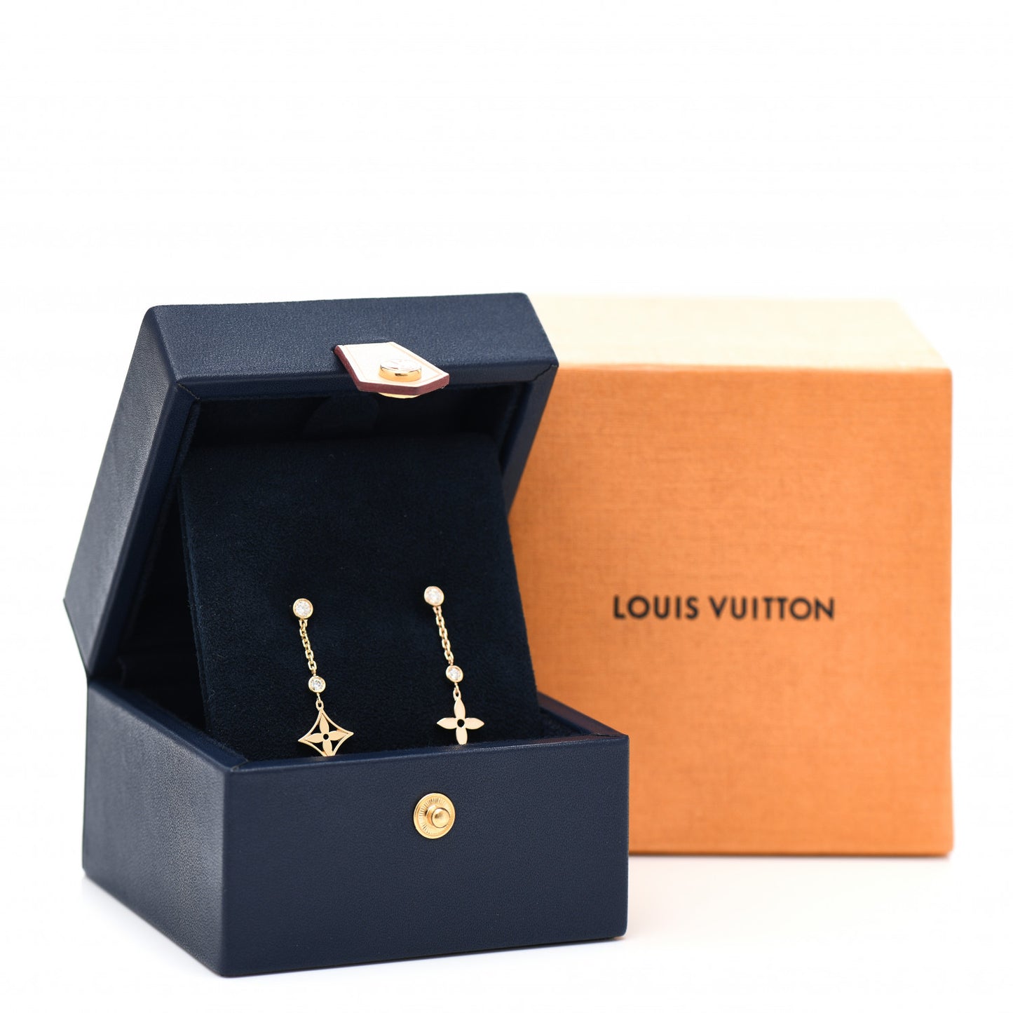 18K Yellow White Pink Gold Diamond Blossom Long Drop Earrings