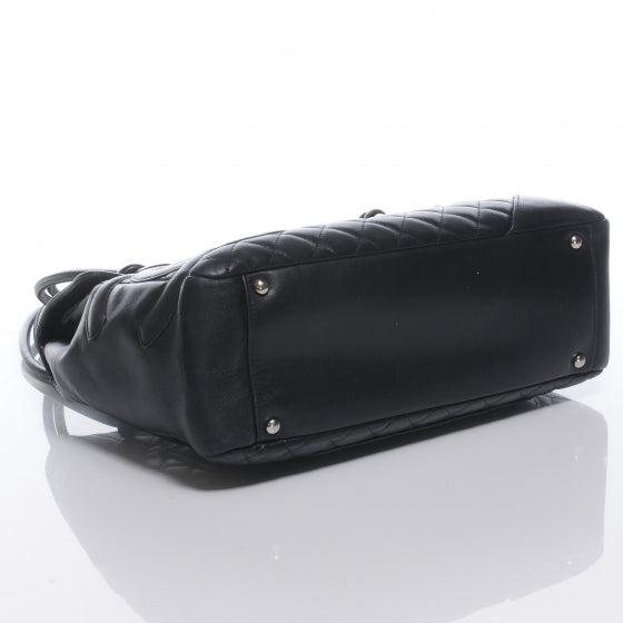 Calfskin Quilted Large Cambon Flap Black