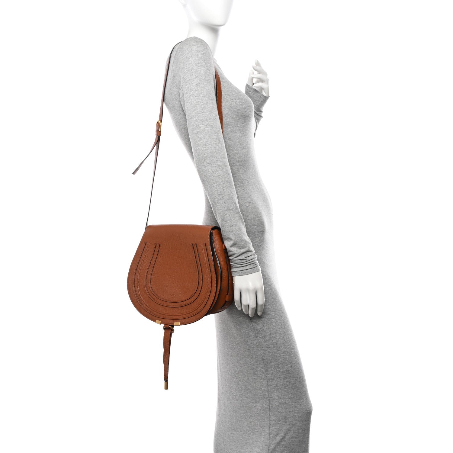 Chloe Calfskin Medium Marcie Round Crossbody Bag Tan 3 of 9