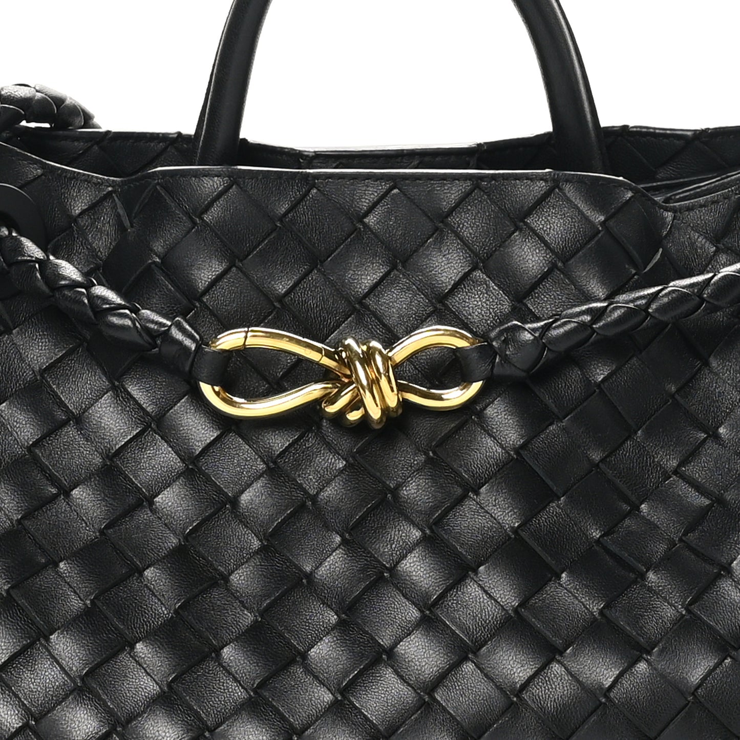 Nappa Intrecciato Medium Andiamo Shoulder Bag Black