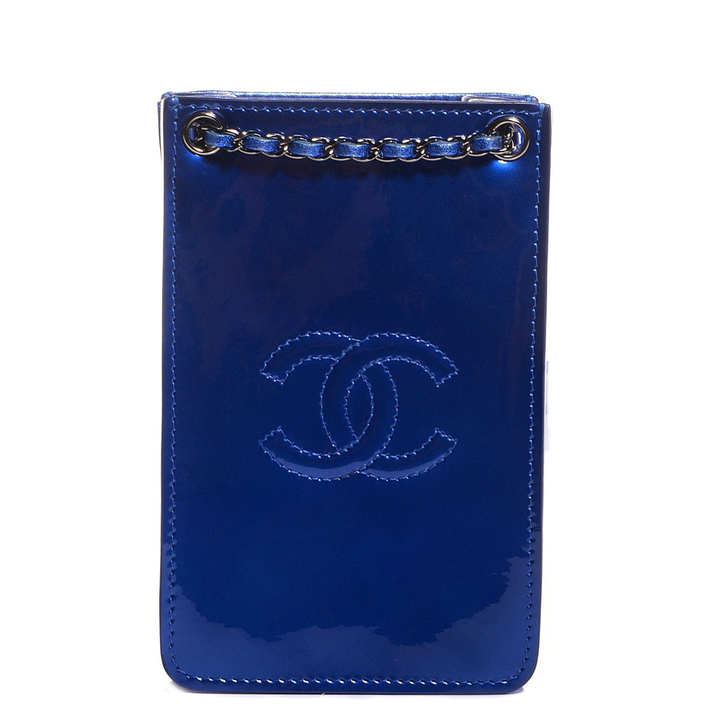 Patent Crossbody CC Phone Holder Blue